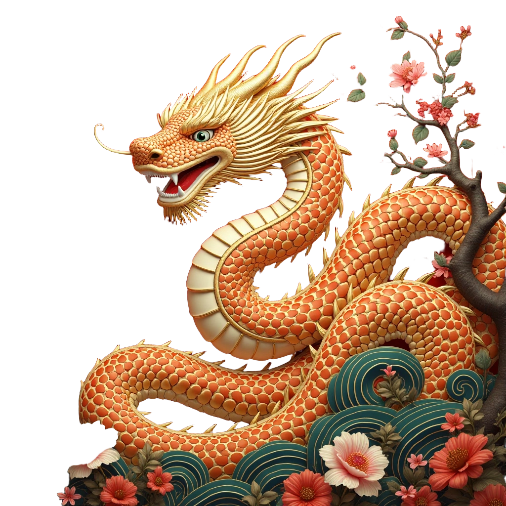 Golden Dragon in Blossom